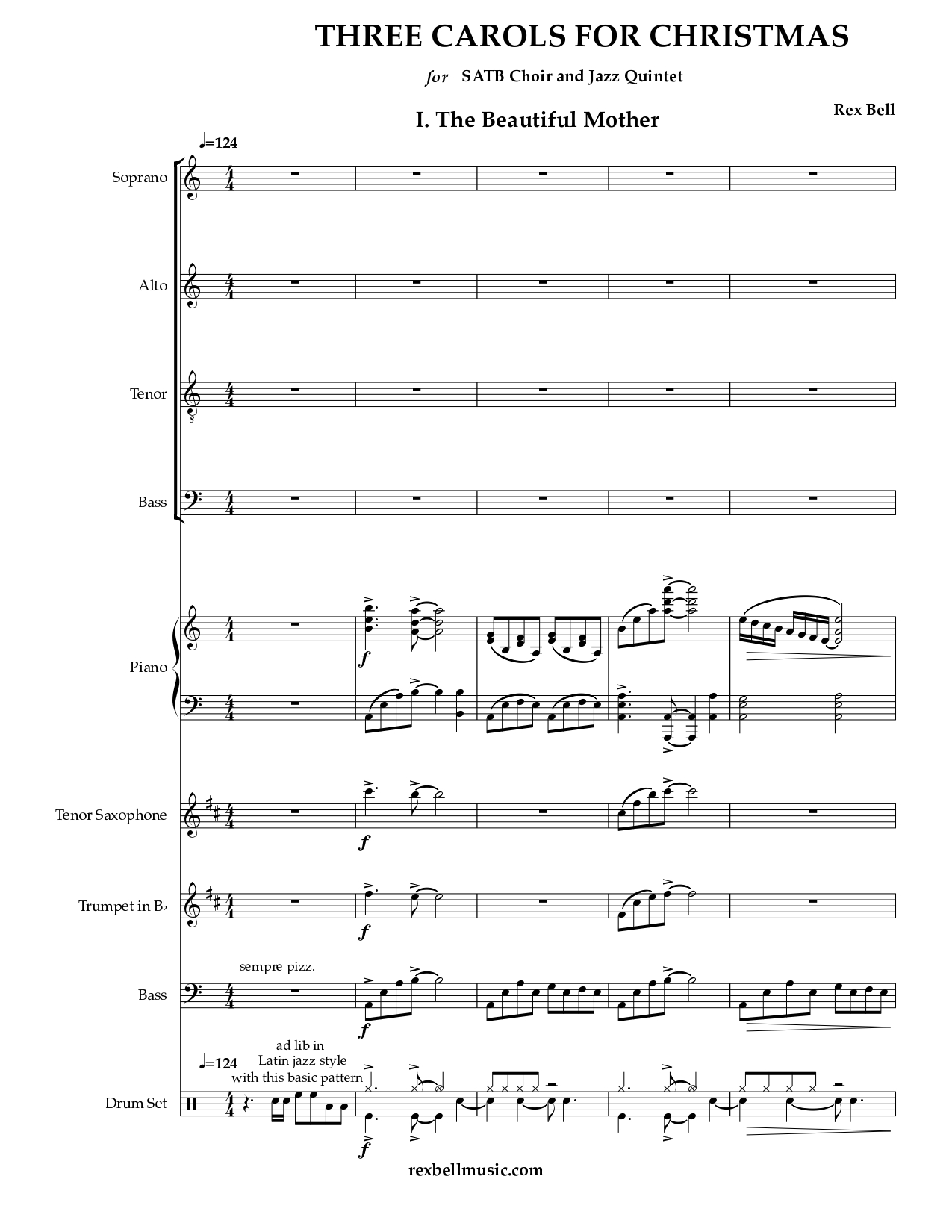 Three Carols for Christmas for SATB Choir and Jazz Quintet